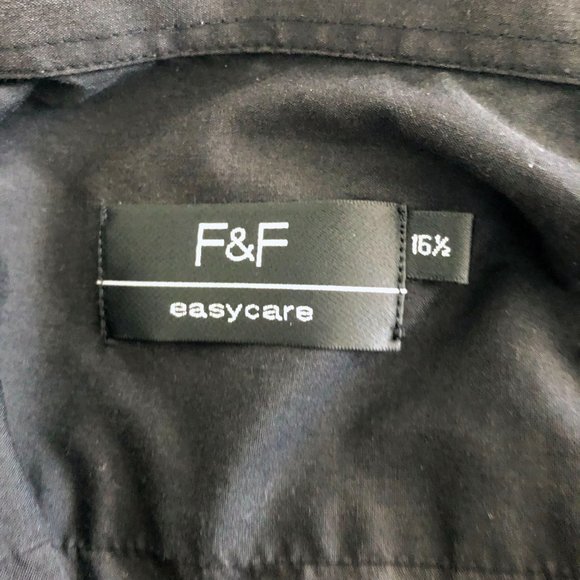 F&F Mens Long Sleeve Button Down Dress Shirt in Black Size Neck 16.5 - Picture 9 of 10
